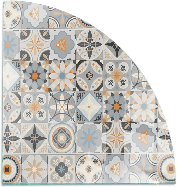 Tulup Kamin-Glasplatte mit Mosaikmuster in Grau, B/B/H: 100 x 100 x 1 cm - Bild 1