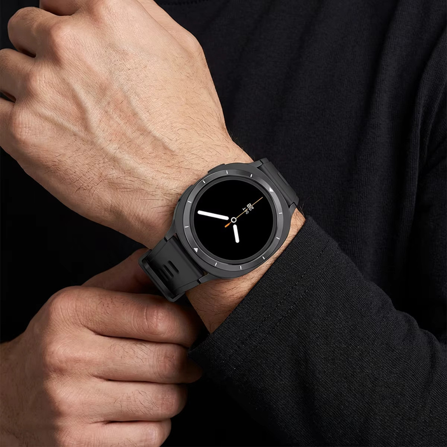 CAOWTAN Bumper Shell für Samsung Galaxy Watch 8, PC, Metallgehäuse, Silver Orange, Unisex - Bild 4