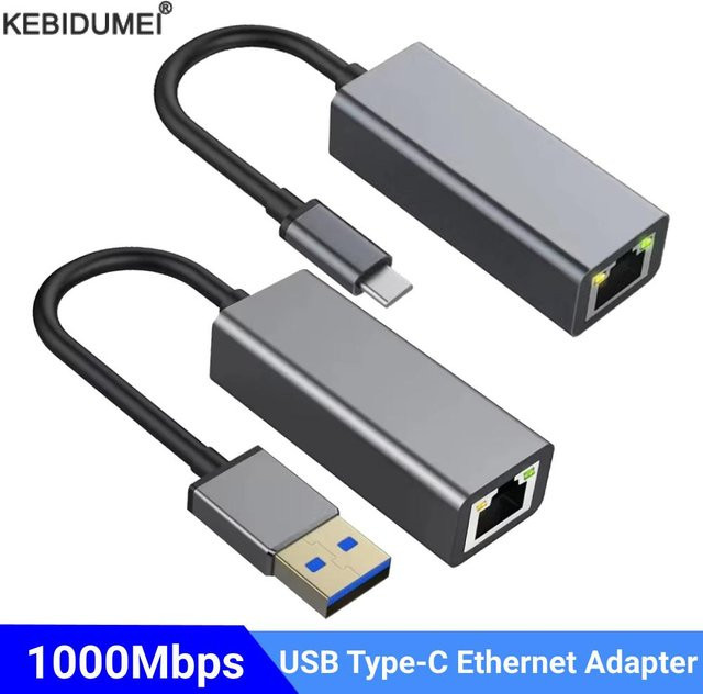 KEBIDUMEI USB Typ C auf RJ45 Ethernet Adapter Netzwerkkarte für 100/1000Mbps LAN Internet Verbindung für MacBook, Laptop und PC - Bild 1