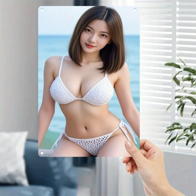CIFBUY Retro-Metall-Barschild aus Eisen für die Wanddekoration, rustikale 2D-Kunst im Bikini-Stil, mehrfarbig, rechteckig - Bild 1