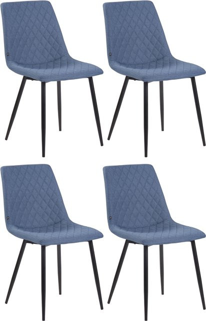 CLP 4er Set Esszimmerstühle Telde aus Stoff mit gesteppter Sitzfläche und Metallgestell - Bild 1
