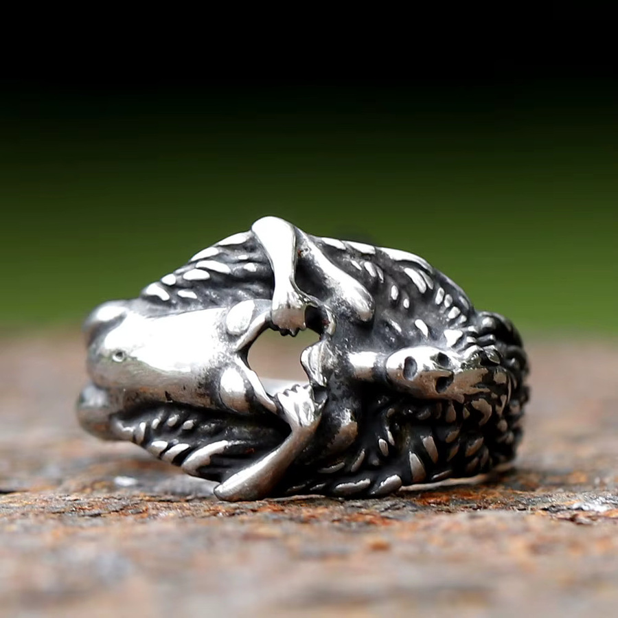 Ring Edelstahl, Gothic, Silber, Unisex - Bild 2