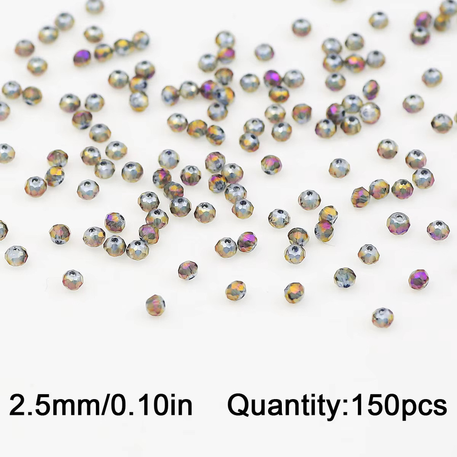 JHNBY Glasperlen, lila Kristall, facettiert, flach, rund, 2,5 mm - Bild 2