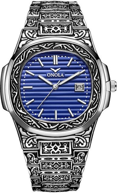 ONOLA Armbanduhr, Analoguhr, Edelstahl, Grau, Herren - Bild 1