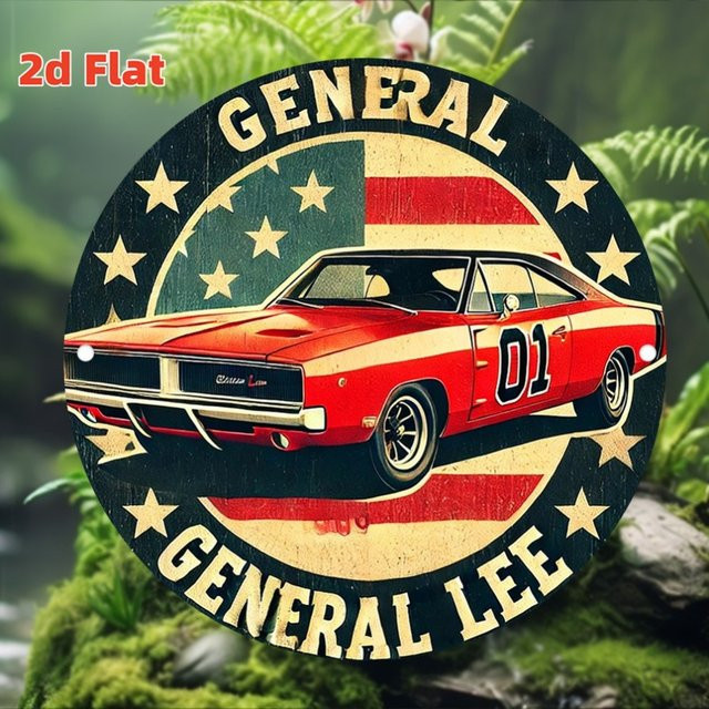 HELLOYOUNG Metall Wanddekoration Racing Red Logo – Runde Retro Wanddekoration aus Metall in Rot, Durchmesser: 19,81 cm - Bild 1