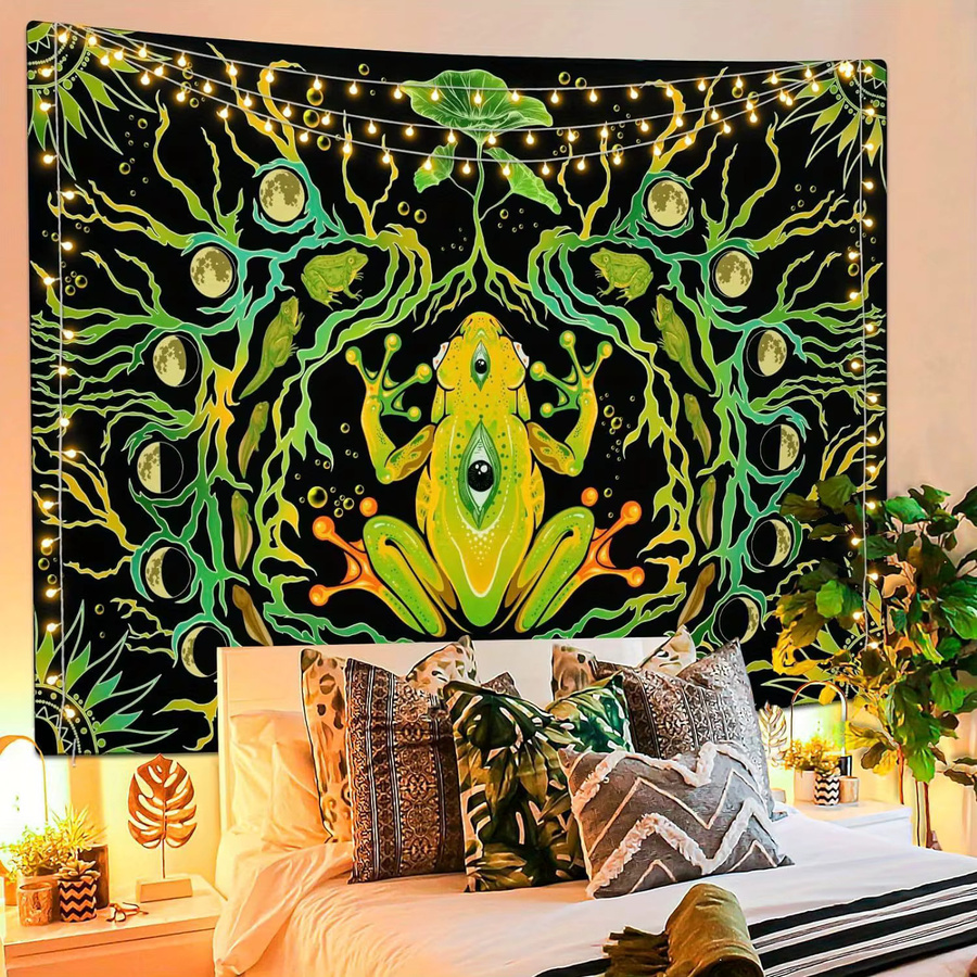 VIKAMA Fantasy Frosch Wandteppich im Bohemian Stil, Mehrfarbig, B/H: 60 x 40 cm - Bild 2