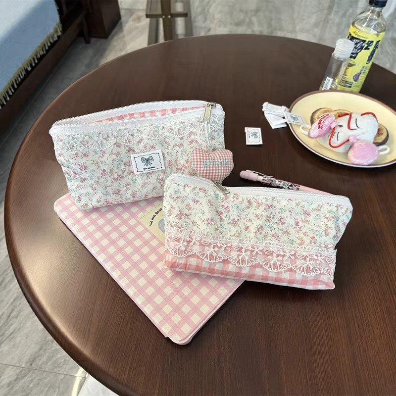 CHENJ Schreibwarenbeutel mit floralem Design und Reißverschluss, bunt, Textil - Bild 4