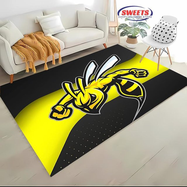 V-Vespa M0t0 3D-Druck Teppich Karpetti mit Streifen-Design, Gelb, B/T: 90 x 130 cm - Bild 1