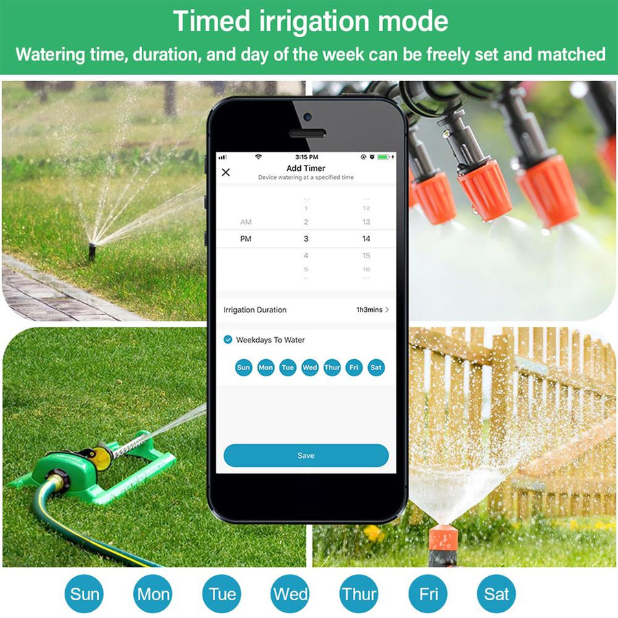 GoolRC Wi-Fi Smart Sprinkler Timer mit 1 Auslass, Automatisches Bewässerungssystem mit App-Steuerung, Schwarz - Bild 5