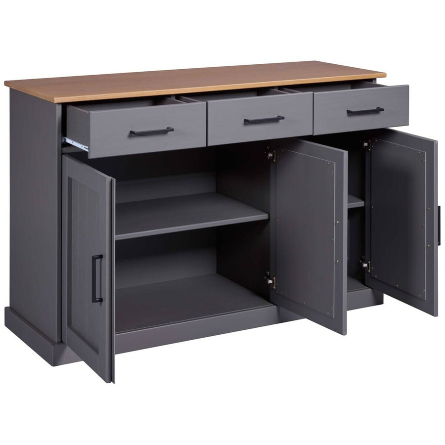Inter Link Sideboard Forenzo aus Kiefer Massivholz in Grau, Landhausstil, B/H/L: 131 x 45 x 86 cm - Bild 4