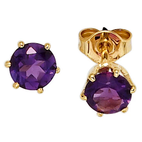 Colfem Ohrstecker 585 Gelbgold, Amethyst, lila, violett - Bild 1