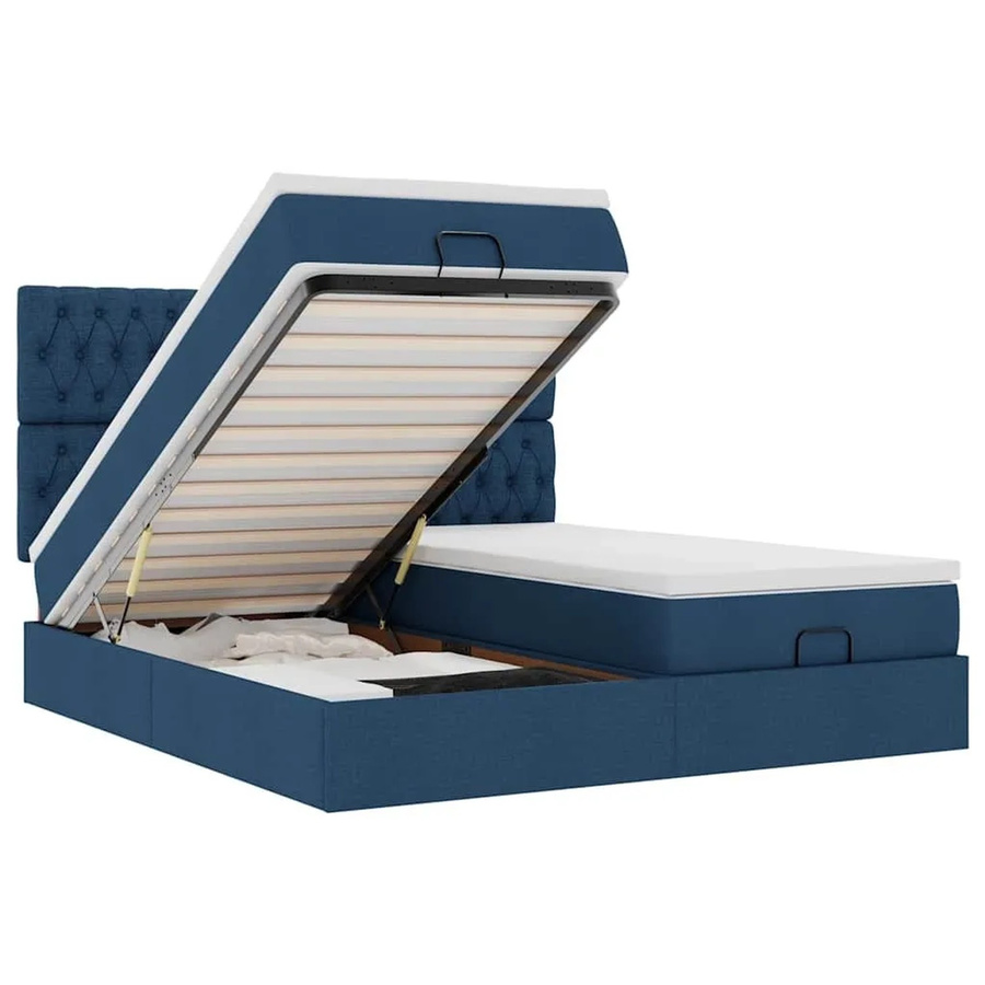vidaXL Ottoman-Bett mit Matratzen und LED-Beleuchtung in Blau, B/T/H: 180 x 200 x 280 cm - Bild 2