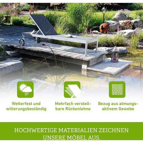Acamp Klappliege Rimini aus Aluminium und Textilene in Anthrazit-Grau B/T/H: 198 x 60 x 35 cm - Bild 4