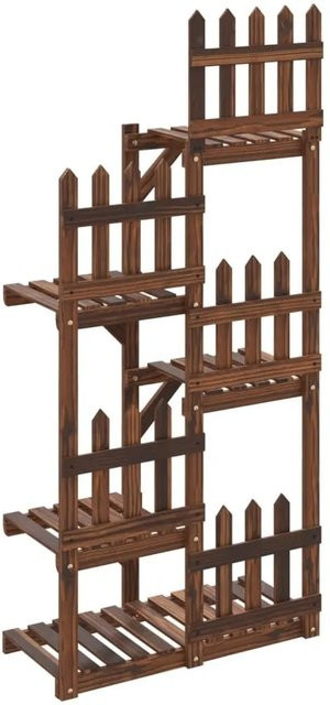 vidaXL Blumenständer aus Massivholz Tanne in Braun, B/T/H: 60 x 25 x 130 cm - Bild 1