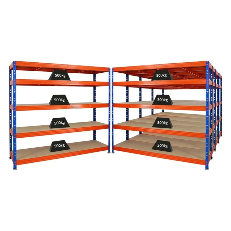 PROREGAL Rhino Schwerlastregal Set mit 5 Ebenen, Blau/Orange, H x B x T: 180 x 200 x 60 cm - Bild 2