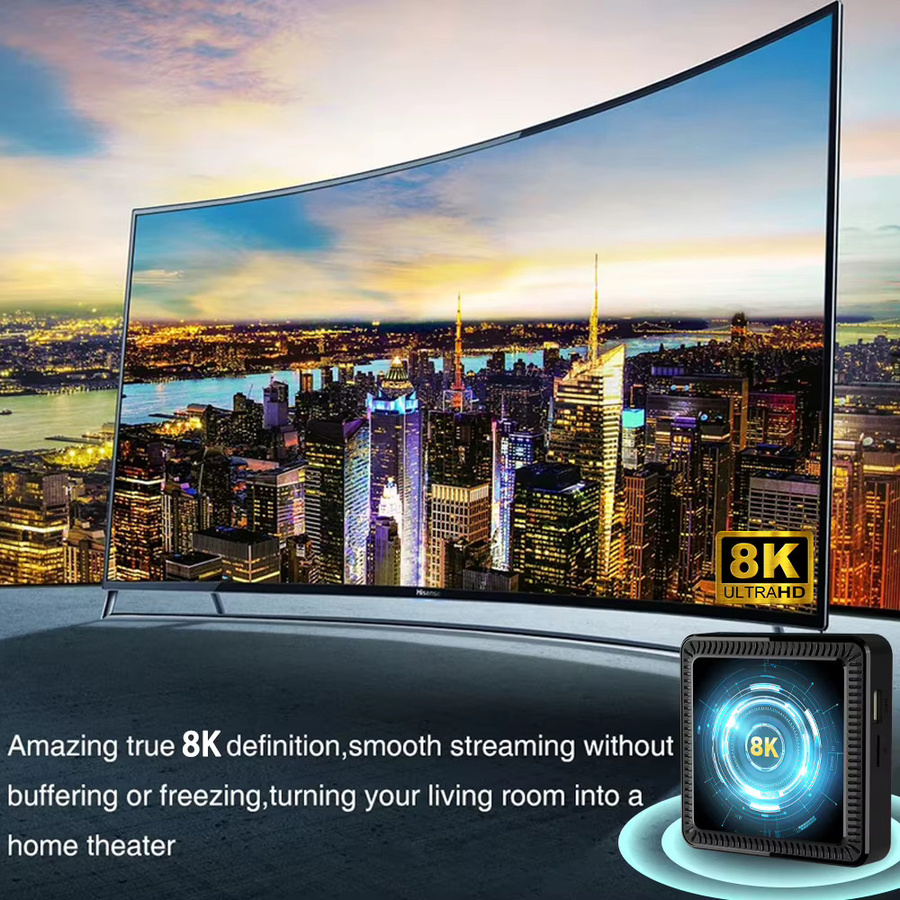Allwinner Q19 Smart TV Box mit Android 16, Dual Wifi6 2,4G & 5G, HD 4K 8K Video Unterstützung, Google Sprachassistent und Netflix, Schwarz - Bild 3