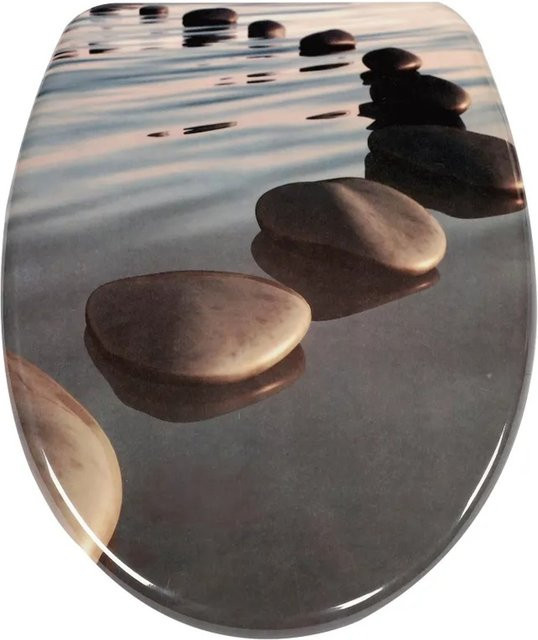 Sinobath WC-Sitz aus Duroplast mit Soft-Close Absenk-Automatik Zen-Wasserstein in Mehrfarbig, oval - Bild 1