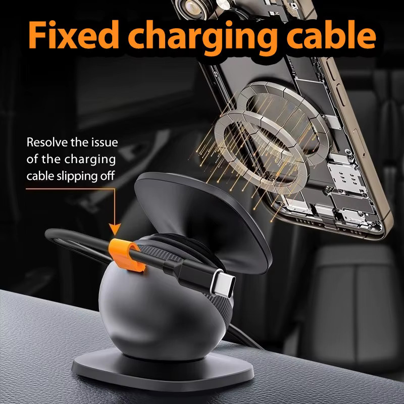 LCARS Magnetischer Autotelefonhalter für MagSafe mit N52 Magnet, Saugnapf und verstellbarem Teleskoparm für das Armaturenbrett in Schwarz oder Grau - Bild 4