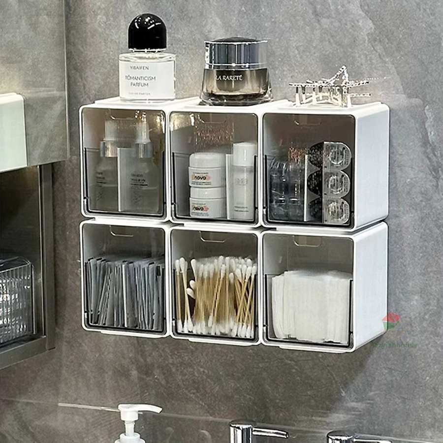 Batoom Spiegelschrank Seitenorganizer zur Aufbewahrung von Wattepads und Make-up in Beige - Bild 5
