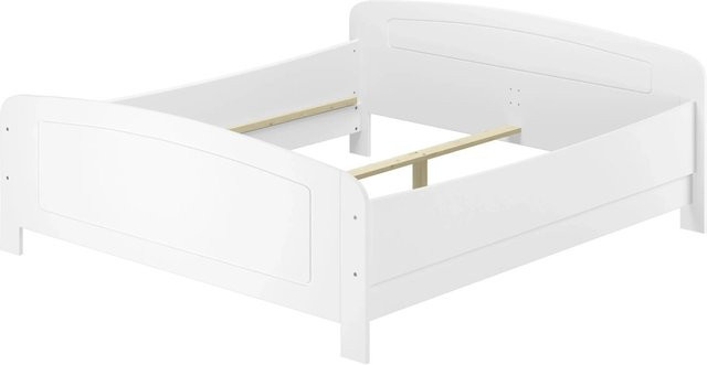 Erst-Holz Doppelbett Modell 44 aus Kiefernholz in Weiß mit verstellbarer Einlegetiefe B/T/H: 180 x 200 x 192 cm - Bild 1
