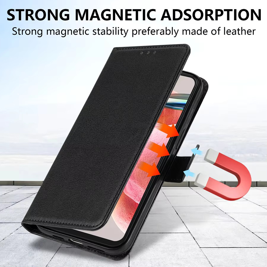 Magnetische Leder-Brieftasche mit Kartensteckplatz und stoßfester Abdeckung für Xiaomi 15T M7 Pro 5G, Redmi 15 15C, Farben: Blau und Schwarz - Bild 5