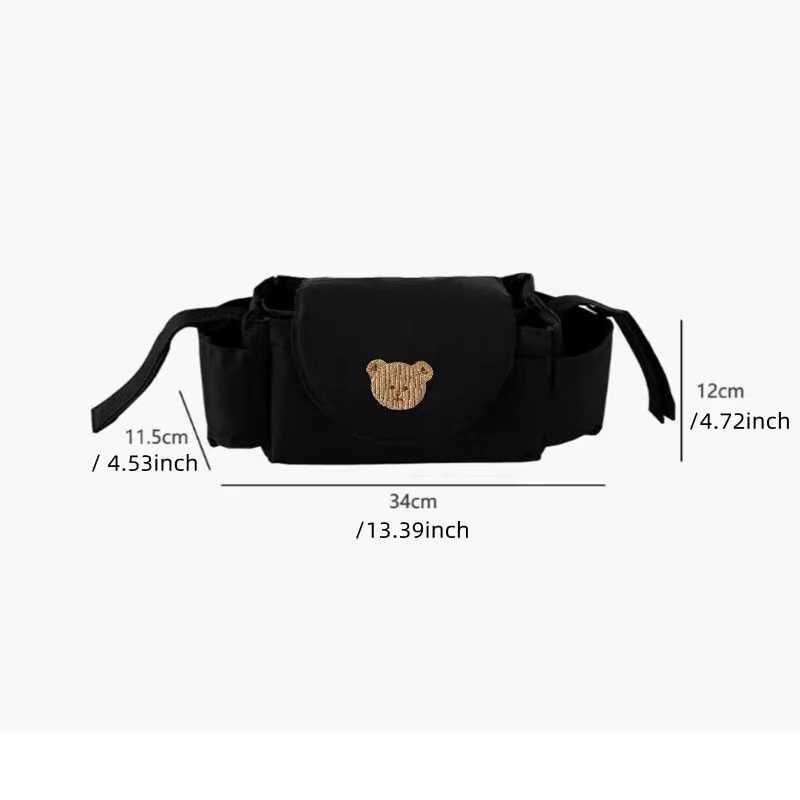 Universal Baby Kinderwagen Organizer mit Becherhalter und Zubehörtasche in Schwarz - Bild 4