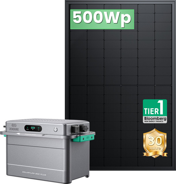 Zendure SolarFlow 800 Plus Balkonkraftwerk Set mit 500 W Solarmodul in Grau - Bild 1
