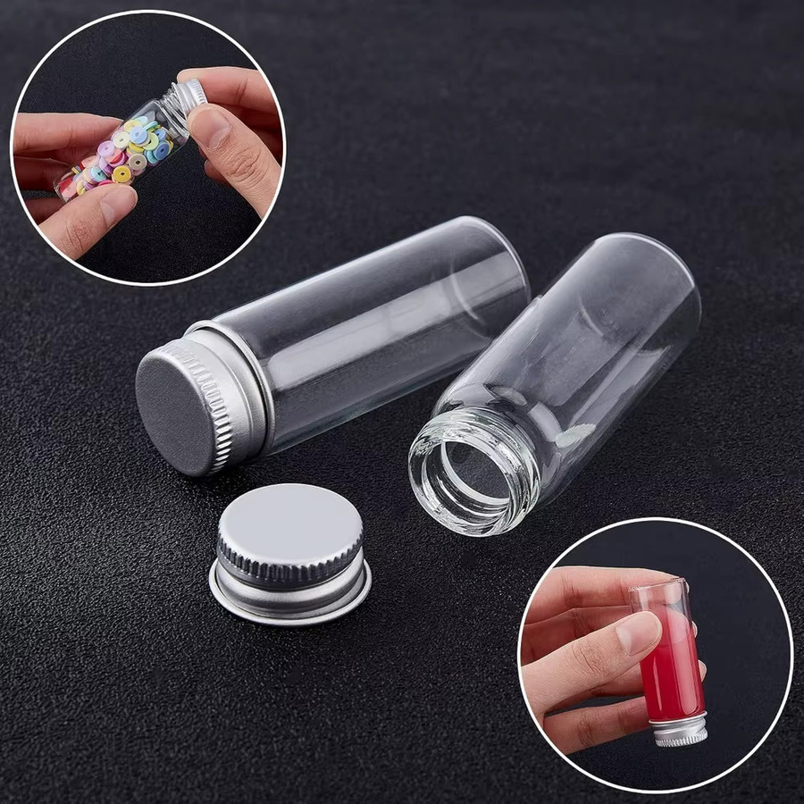 17 Stück leere Glasflaschen mit Aluminiumdeckel, transparent, 14 ml pro Fläschchen - Bild 3