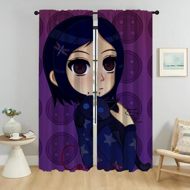 Moskitonetz-Fenster Vorhang mit Korallen-Motiv in Lila, 2 Paneele, B: 50 cm, H: 70 cm - Bild 1