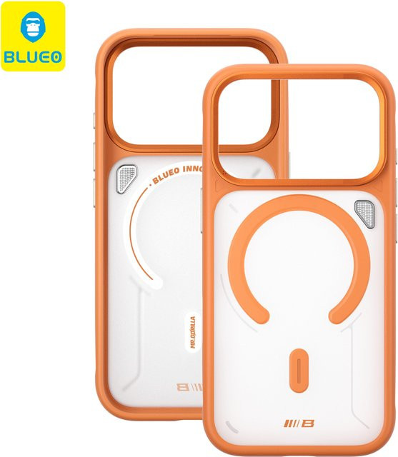 BLUEO Magnetische Hülle für iPhone 17 Pro Max und iPhone 17 Pro, Matt, Wärmeableitend, Anti-Rutsch mit Kamera-Ständer, Orange - Bild 1