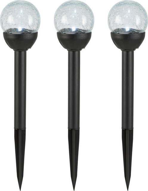 Solar-LED-Leuchte Gomo 3er-Set aus Edelstahl und Glas in Schwarz und Silber, Durchmesser: 8 cm, Höhe: 38,5 cm - Bild 1