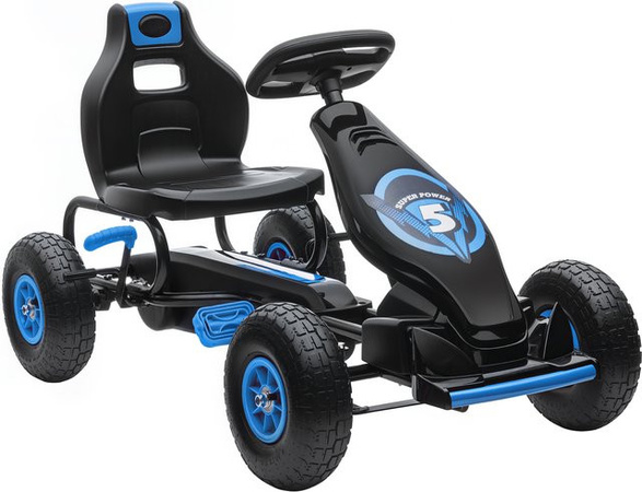 HOMCOM Gokart Kinderfahrzeug mit verstellbarem Sitz blau schwarz ab 5 Jahren