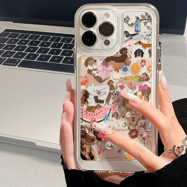 Transparente Handyhülle mit bemaltem Dackel-Aufdruck für Apple iPhone 17, 16, 15 Pro, Max und Plus Serien - Bild 1