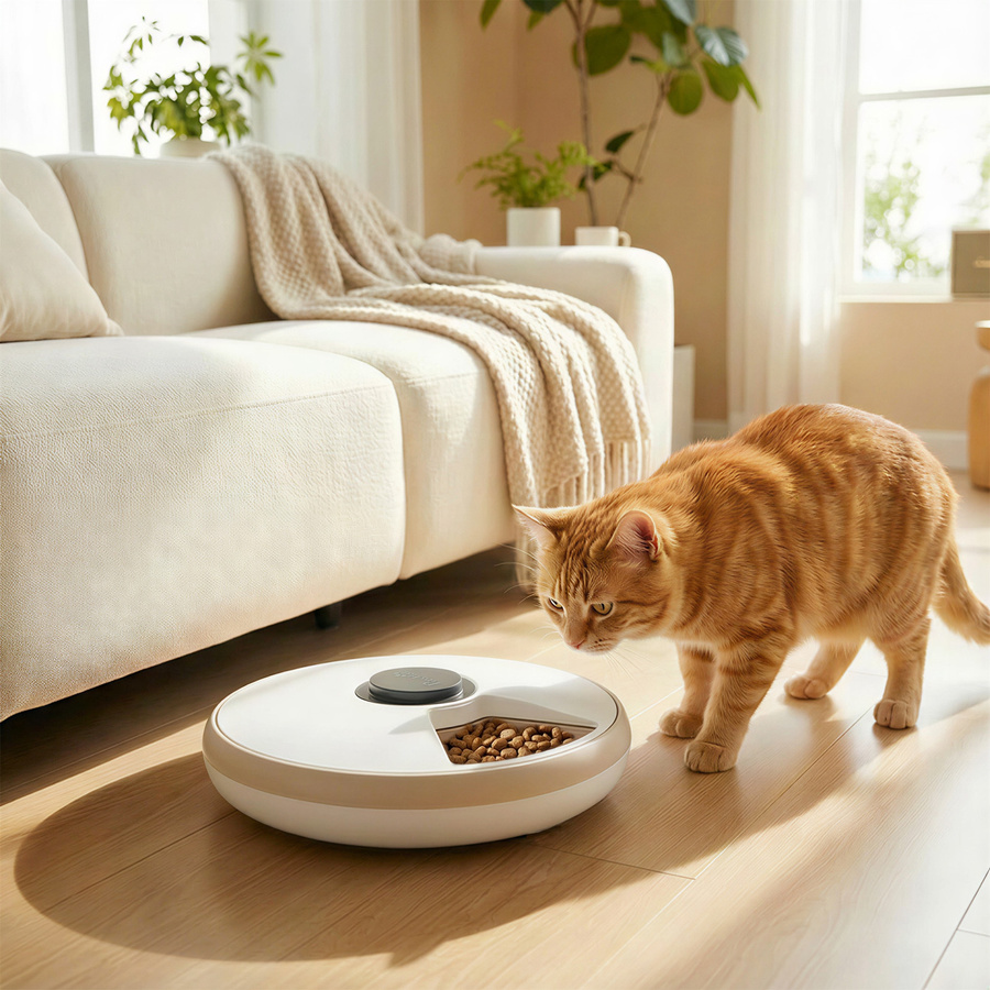 PawHut Automatischer Futterspender für Haustiere mit 6 Portionen, kabelloser Timer, Kühlakku und LED-Display, weiß - Bild 2