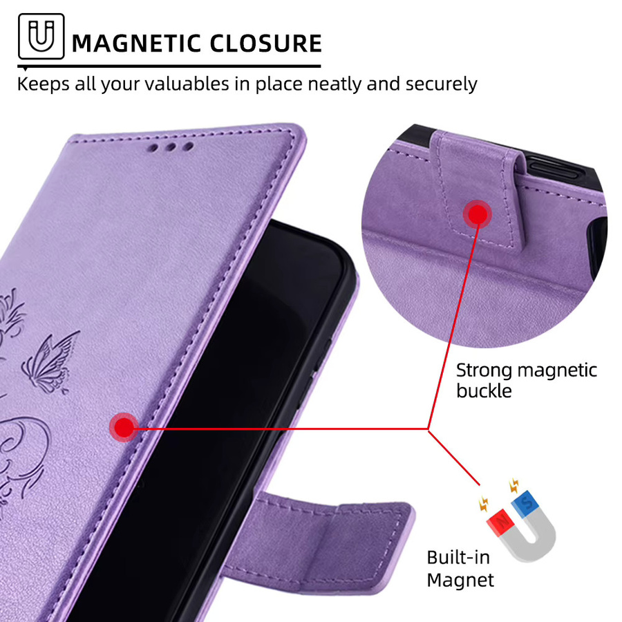 Lanyard Flip Case aus geprägtem PU-Leder für Huawei P60 P50 P40 P30 P20 Pro Plus P50E P40 Lite in Grau und Lila - Bild 4