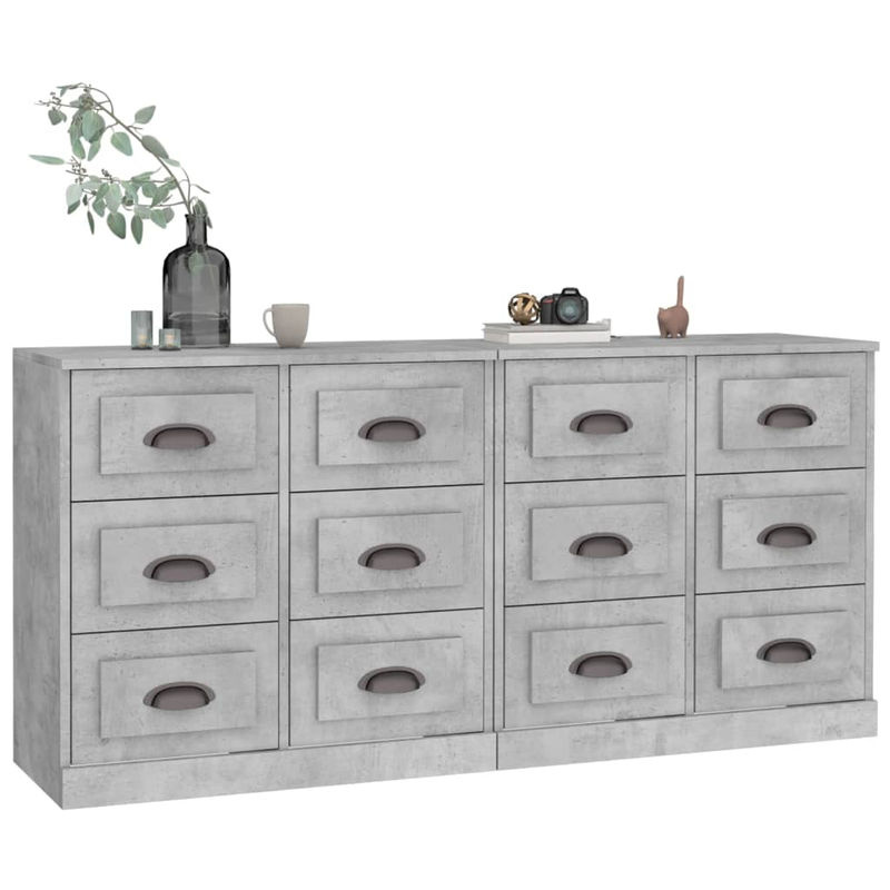 Vidaxl Schränke im 2er-Set aus Holzwerkstoff in Grau mit Auszugsschubladen und freistehendem Design - Bild 2