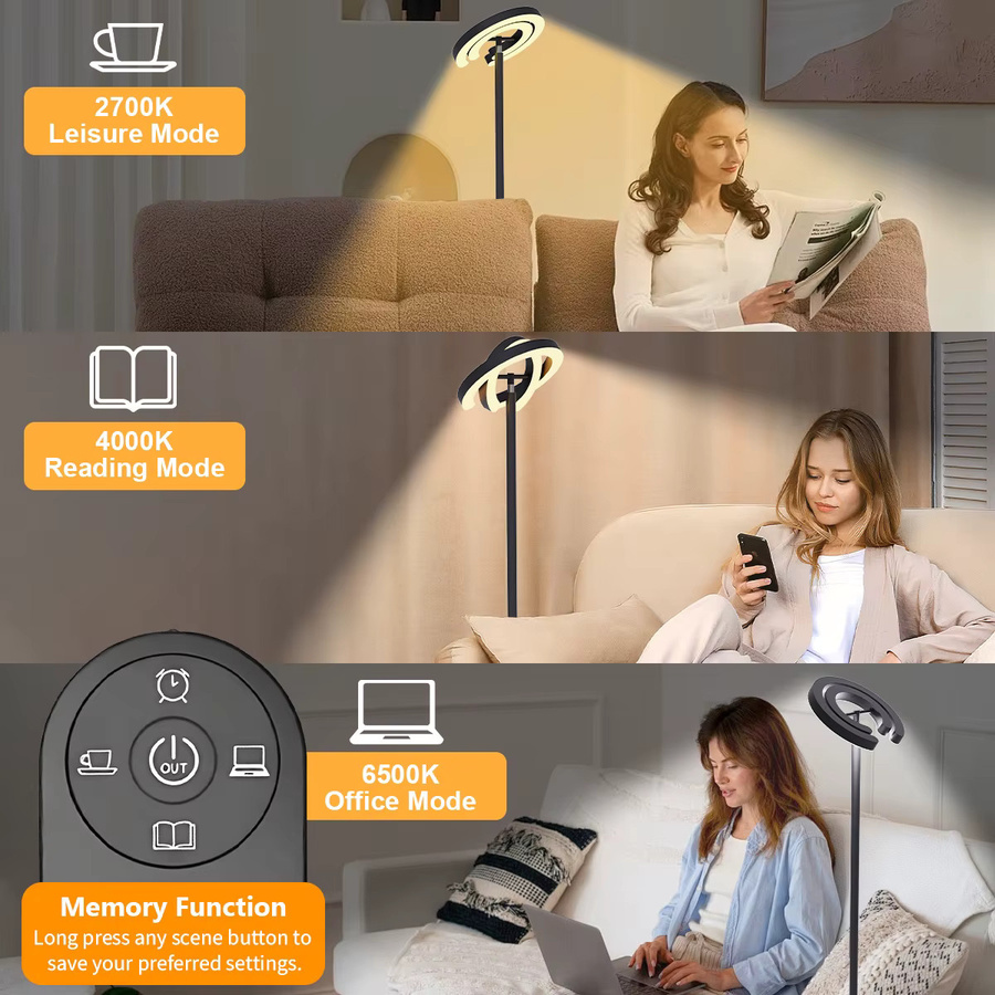 Nexillumi Smarte LED-Stehlampe in Weiß mit Fernbedienung, dimmbar und verstellbar für Wohnzimmer, Schlafzimmer und Home-Office, H x B x T: 192,0 x 25,4 x 25,4 cm - Bild 2
