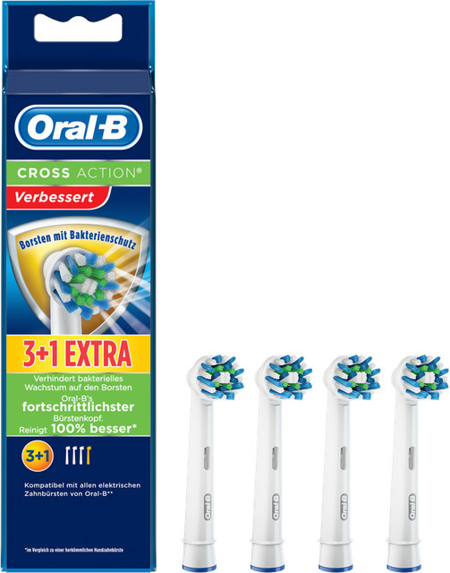 Oral-B CrossAction Aufsteckbürsten mit Bakterienschutz, 4 Stück - Bild 1