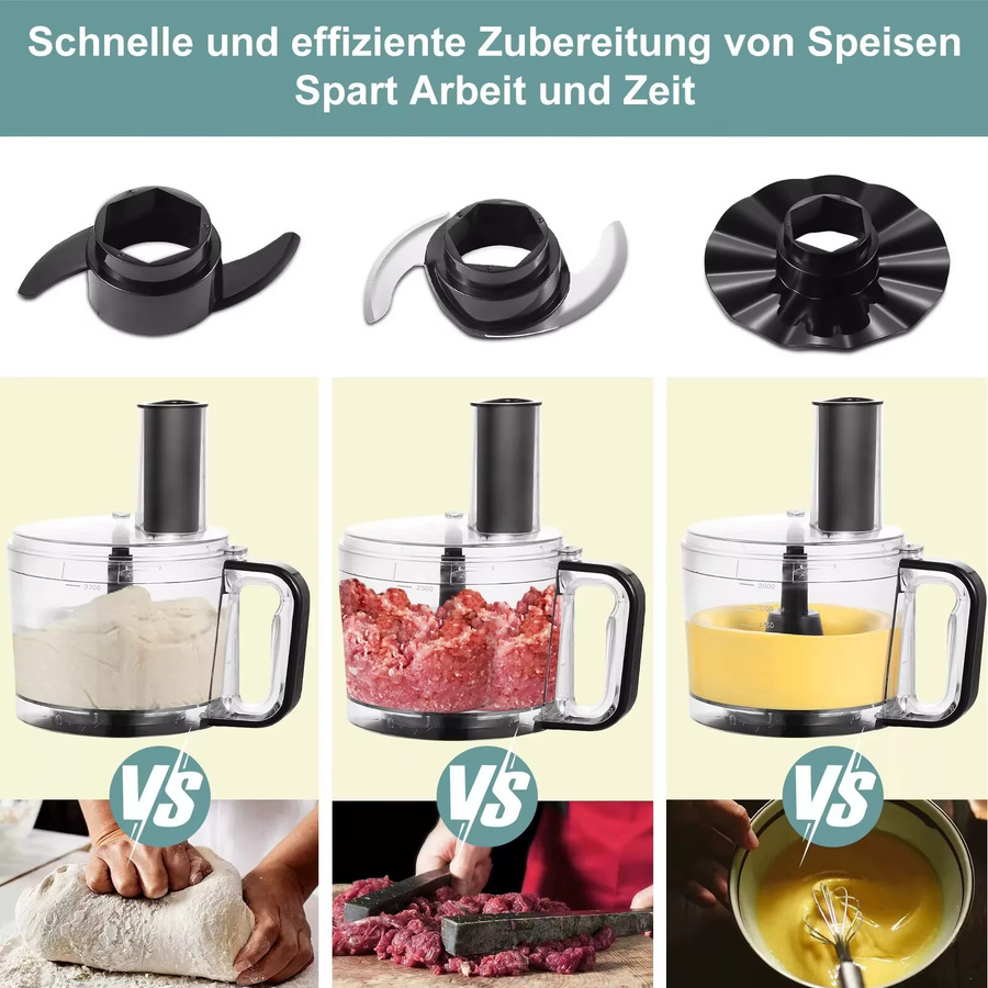 Topstrong 8-in-1 Fleischwolf Küchenmaschine mit 800W und 3 Geschwindigkeiten in Schwarz - Bild 5