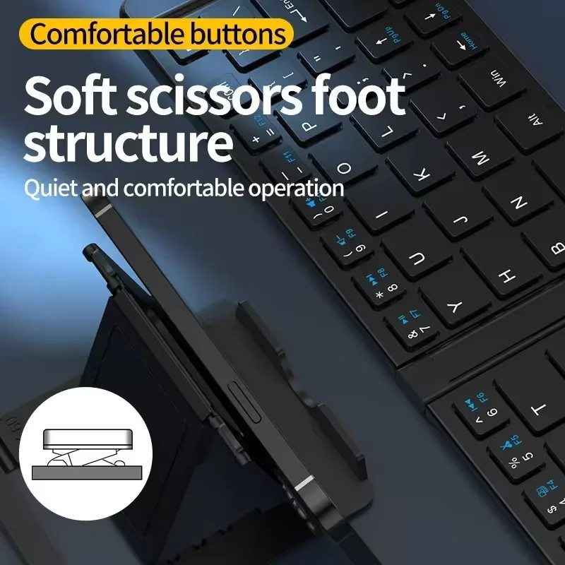 Luxuglow Tragbares Klappbares Tastatur und Maus Set in Schwarz mit Bluetooth und 2,4 G Funkverbindung für iPad, PC und Computer - Bild 2
