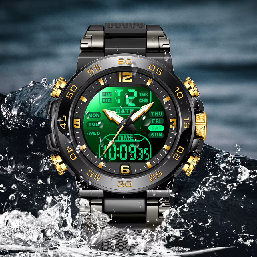 Foxbox Armbanduhr Quarz, Digitaluhr, Schwarz, Herren, Wasserdicht - Bild 6