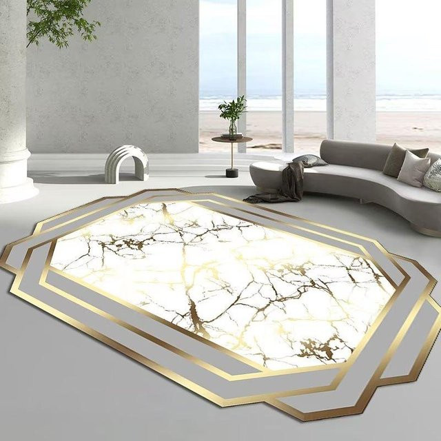 WTEMPO Teppich in unregelmäßiger Form, Skandinavisches Design, Weiß, B/T: 120 x 80 cm - Bild 1