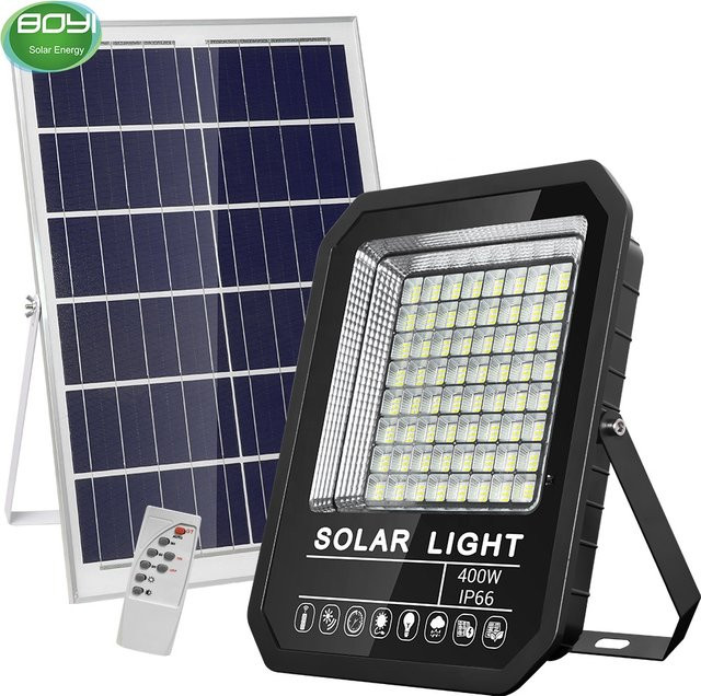 BOYI Solar Outdoor Floodlight aus Aluminium in Schwarz für Garten und Straße - Bild 1