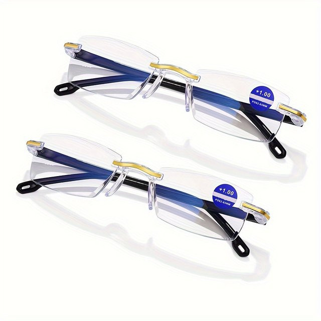 ZXWLYXGX Lesebrille, randlos, rechteckig, Unisex, Kunststoff - Bild 1