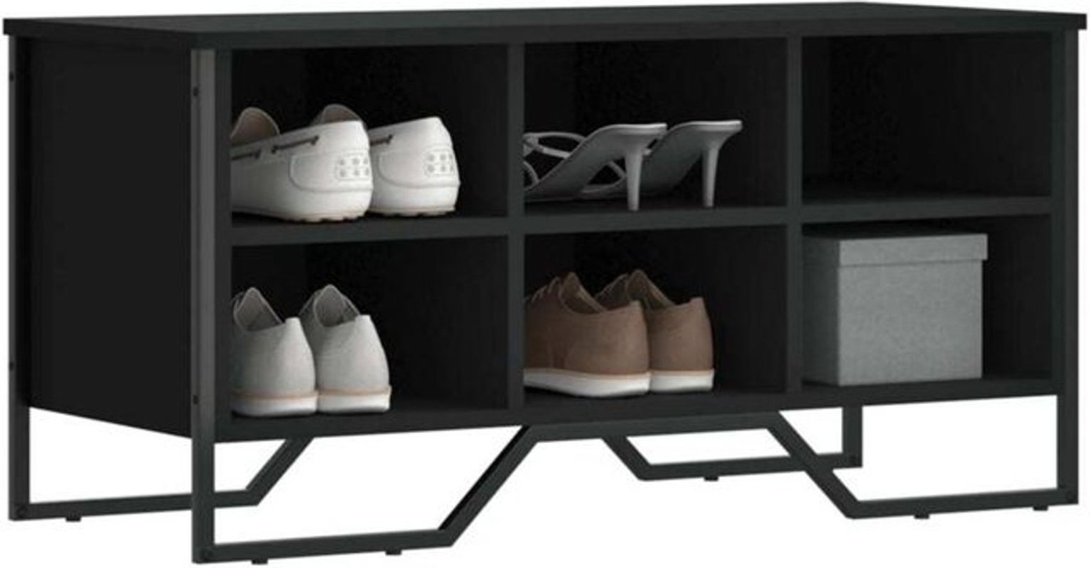 Schuhregal Vidaxl in Schwarz aus Holzwerkstoff und Metall im modernen Design, B/T/H: 90 x 38 x 45,5 cm - Bild 1