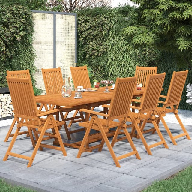 vidaXL 9-teilige Garten-Essgruppe aus Akazien-Massivholz, braun, ausziehbar - Bild 2