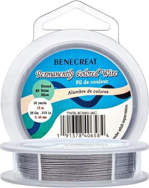 nbeads Perlenschnurdraht, Edelstahl, grau, 0,46 mm - Bild 1