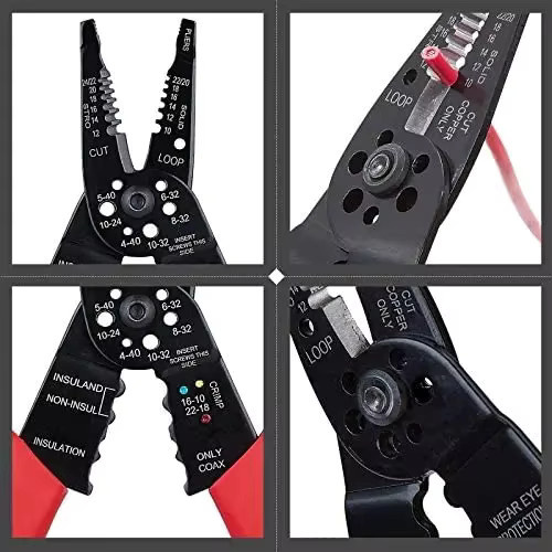 Lsmake 5in1 Multifunktions-Abisolierzange für Elektriker zum Abisolieren, Crimpen und Drahtschneiden, 8 Zoll - Bild 5