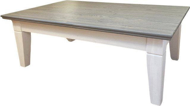 Couchtisch Sylt aus massiver Kiefer in Weiß und Lava, B/T: 115 x 71 cm - Bild 1
