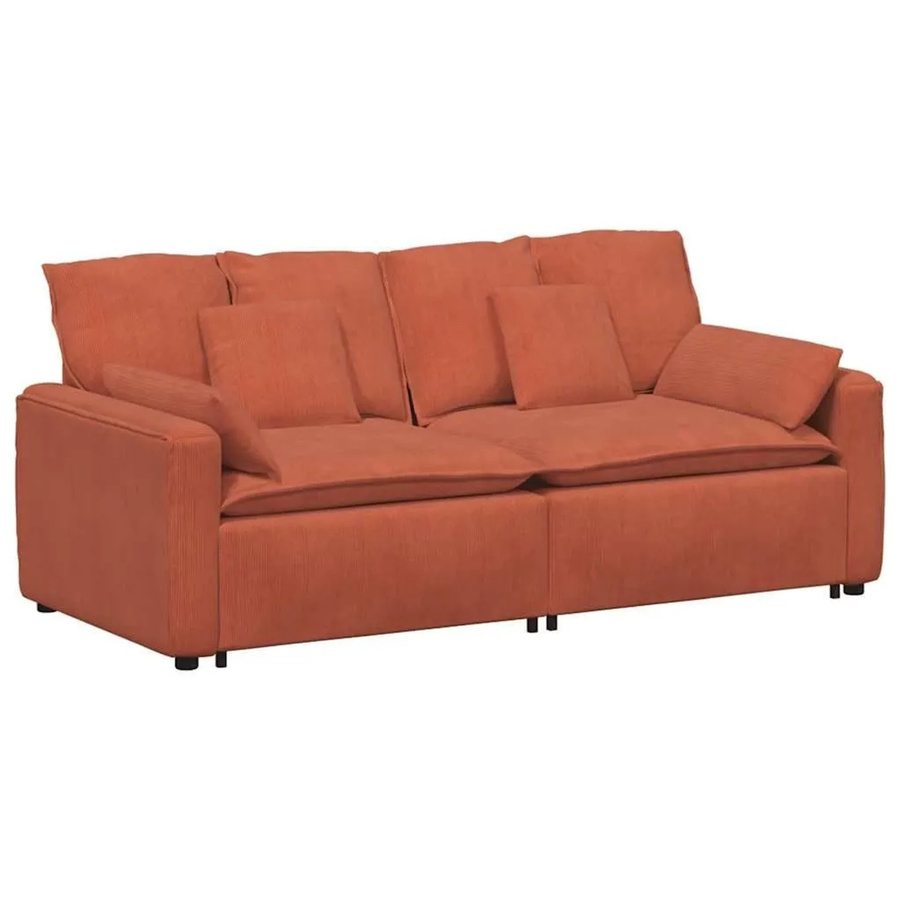 vidaXL Modulares Polstersofa mit Kissen in Rot und Orange mit Armlehnen und Schaumstofffüllung B/T/H: 224 x 105 x 64 cm - Bild 2